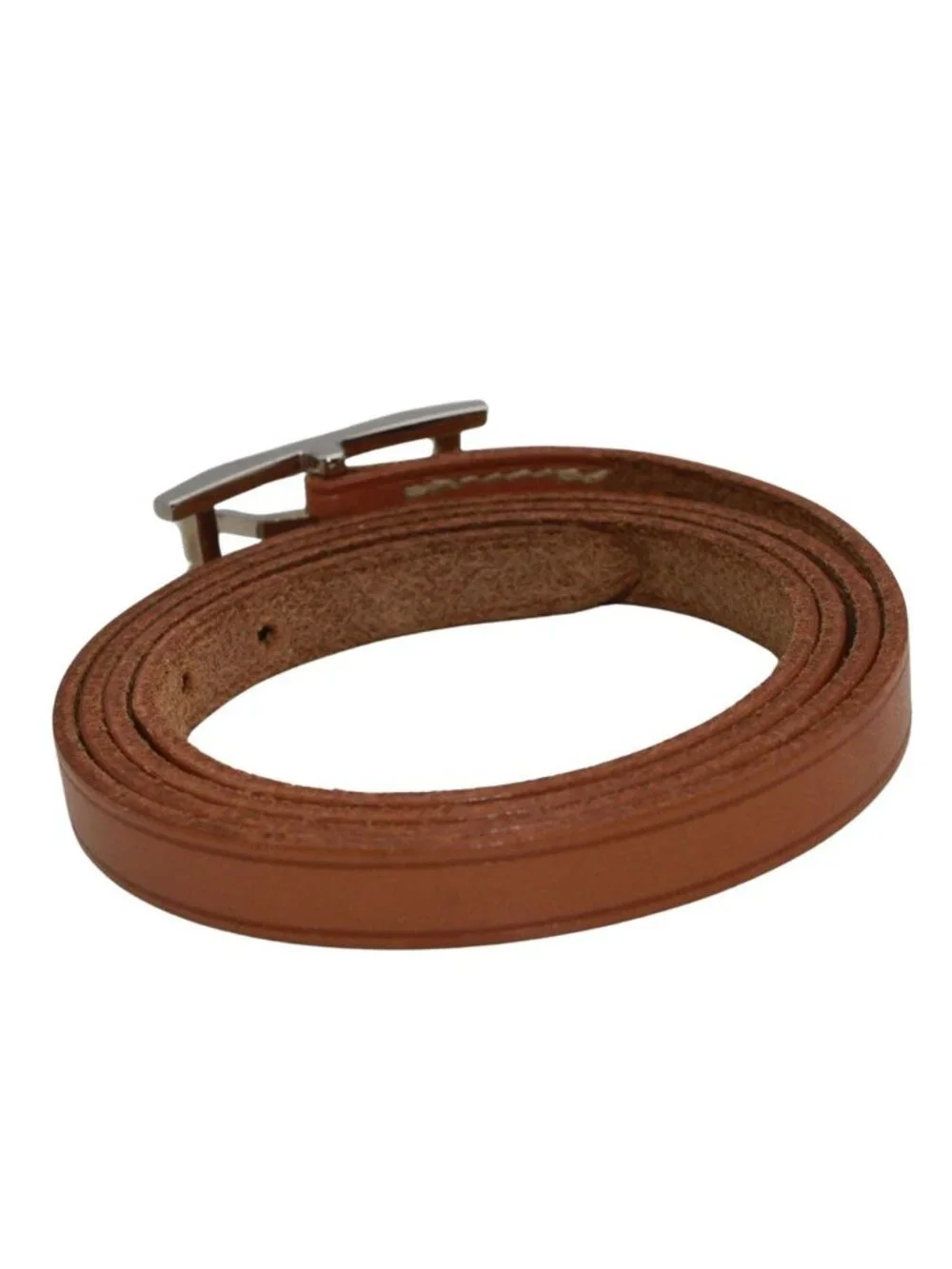 Hermes Bracelet Hapi 3 Leather Brown Silver Belt Type Simple